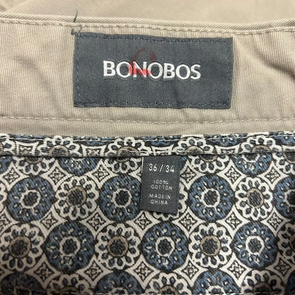 Bonobos Men's Light Tan Flat Front Straight Leg Classic Chino Pants Sz 36 X 33